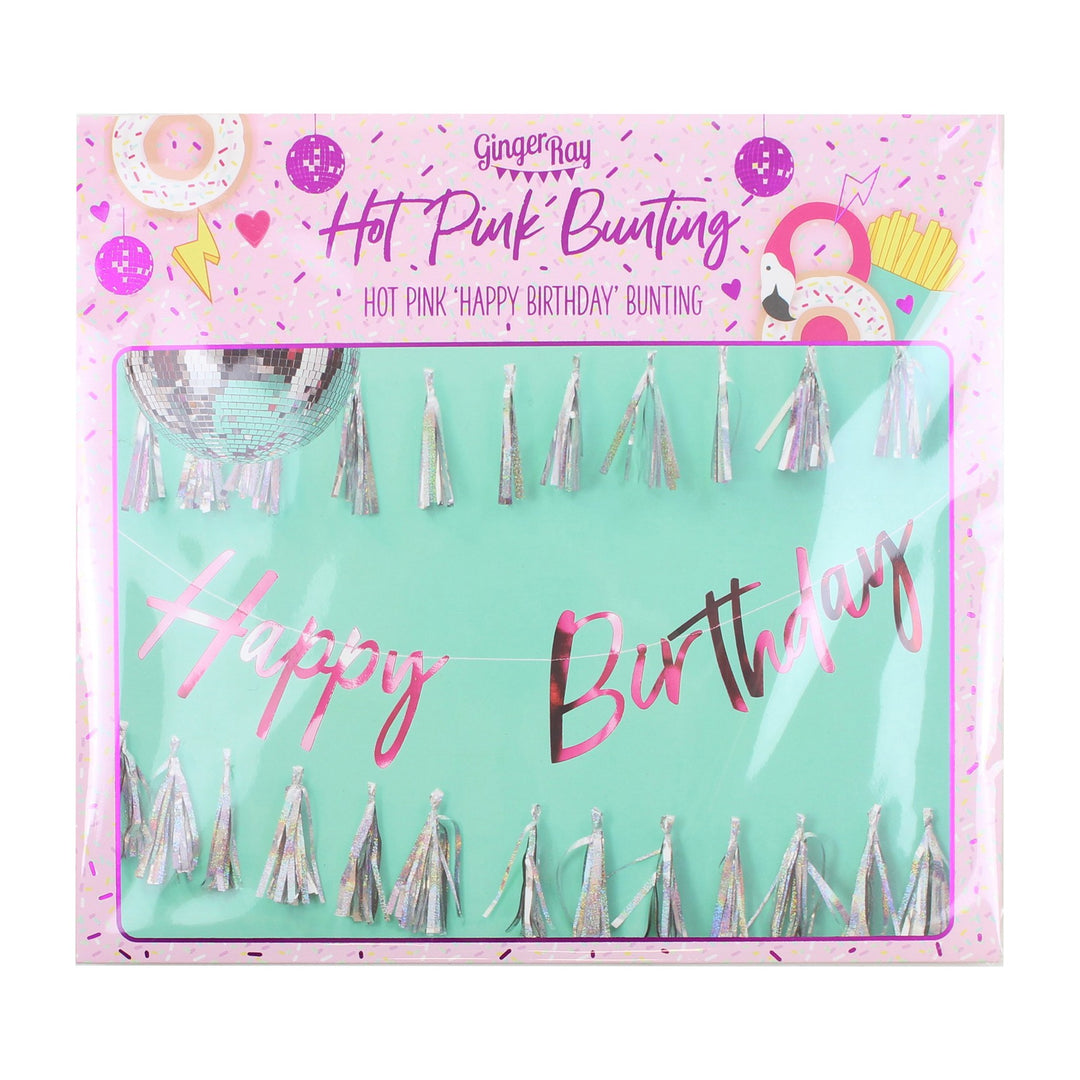 Buchstabenkette Happy Birthday, pink, 2m kinderparties-shop