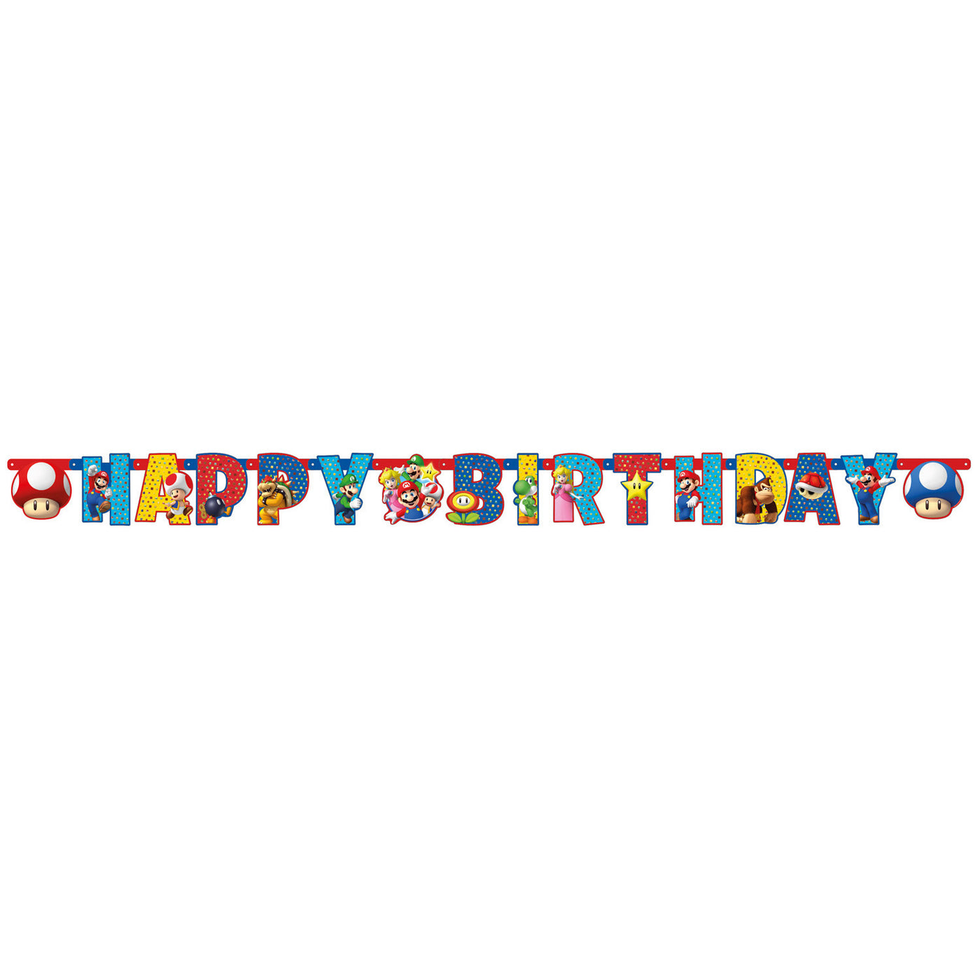 Buchstabenkette Happy Birthday, Super Mario Bros. / Gaming Party, 1.9 m