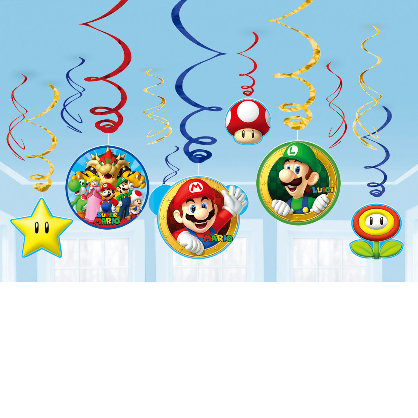 Gaming Party Super Mario Bros Deko Kindergeburtstag Hängespirale