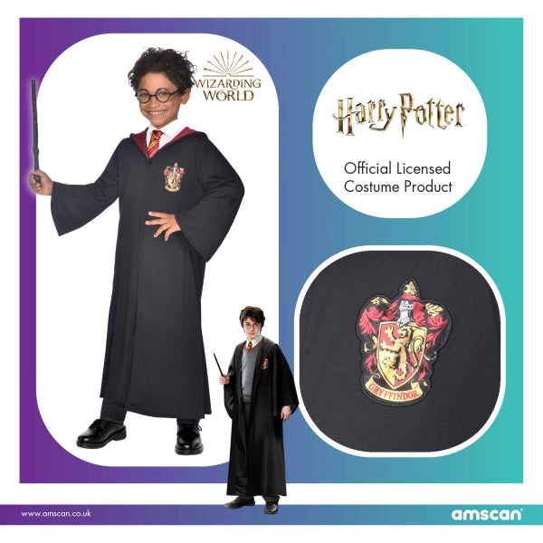 Harry Potter Kostüm mit Brille und Zauberstab, für Kinder, amscan, versch. Grössen
