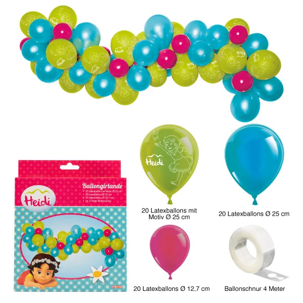 Ballongirlande Set Heidi, 60-teilig