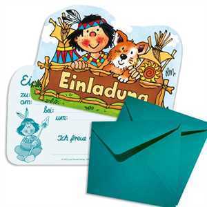 Einladung Indianer Yanuk, 8er Pack, inkl. Umschläge