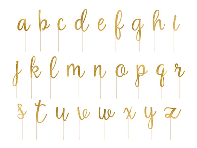 Kuchentopper Alphabet, Kuchen Deko gold, 53 Buchstaben