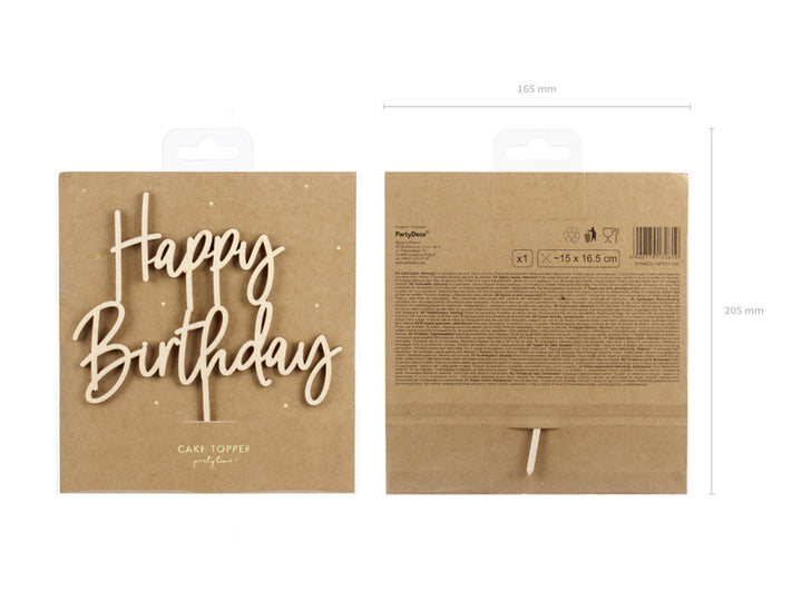 Kuchentopper Happy Birthday, Kuchen Deko aus Holz kinderparties-shop