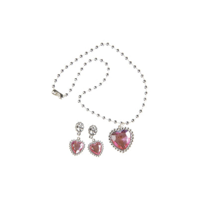 Prinzessinnen Kinder Schmuck-Set, rosa, 1 Kette plus 2 Ohrringe kinderparties-shop