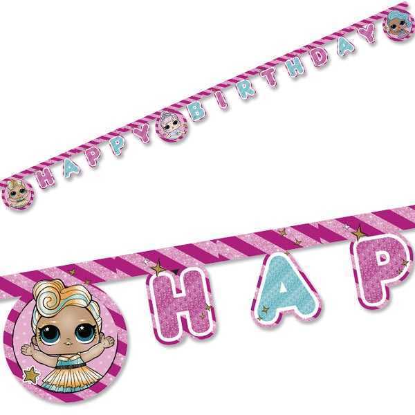 Buchstabenkette Happy Birthday, LOL Surprise, 2m, Party Deko Motto-Party am Kindergeburtstag, Geburtstag