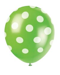 Luftballons, versch. Farben mit Punkten, 6er Pack