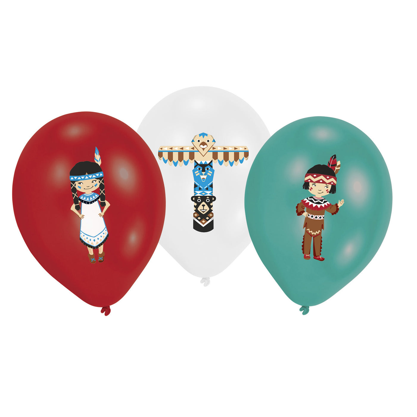 Luftballone Tepee & Tomahawk Indianer, 6er Pack