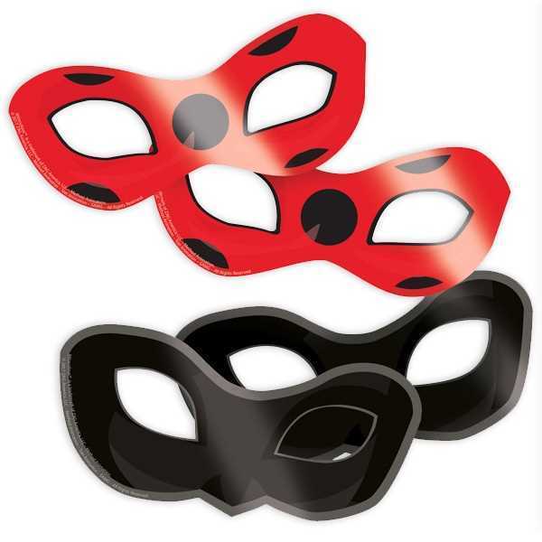 Masken Miraculous, Ladybug, rot und schwarz, 8er Pack