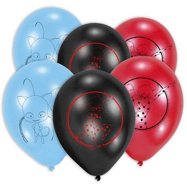Luftballons, Miraculous, Ladybug, 6er Pack, Party Deko Motto-Party am Kindergeburtstag, Geburtstag