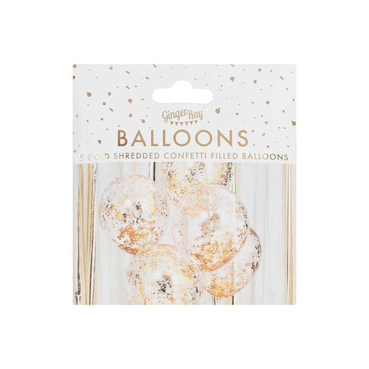 Konfettiballons, Gold, 5er Pack