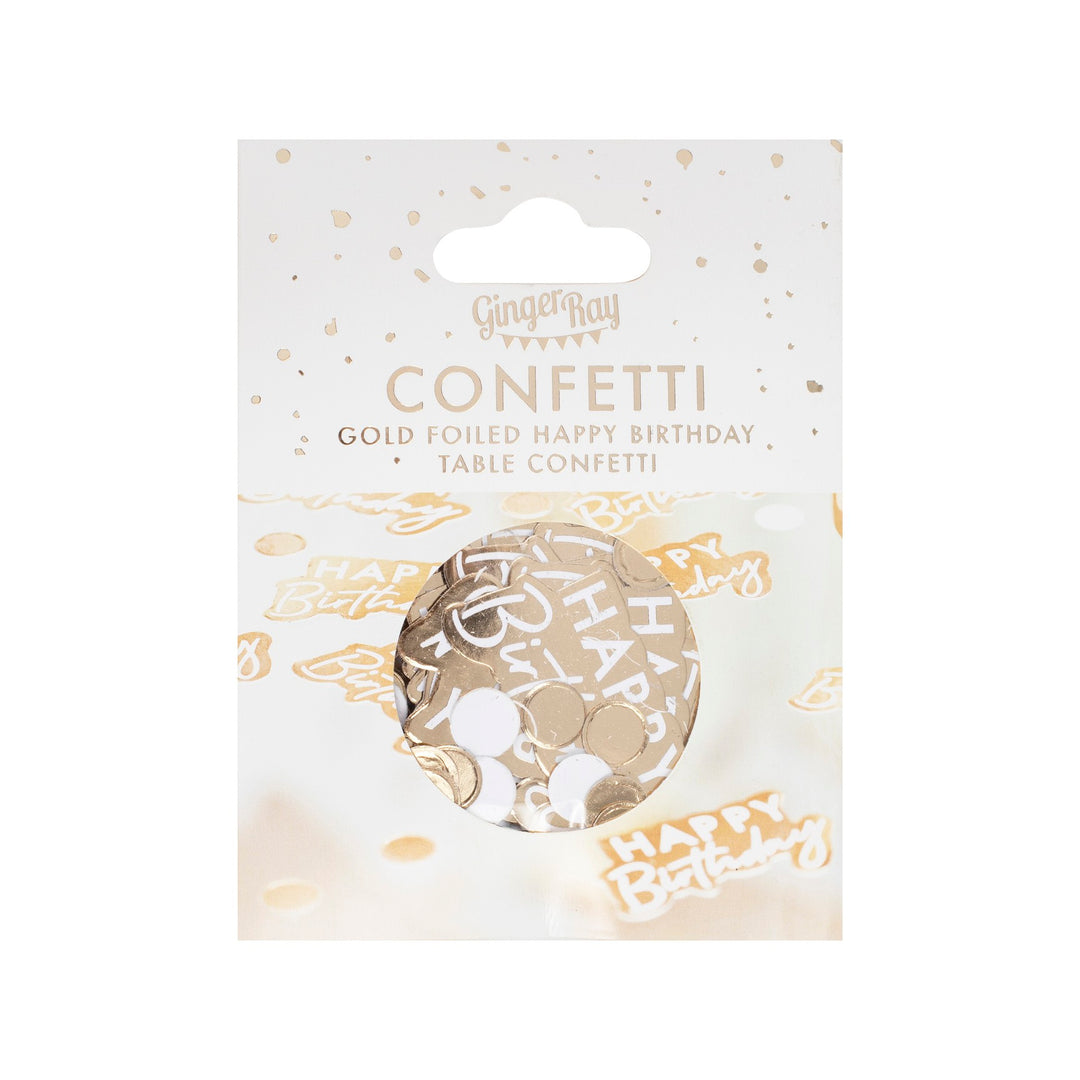 Happy Birthday Konfetti gold und weiss, Partydeko kinderparties-shop