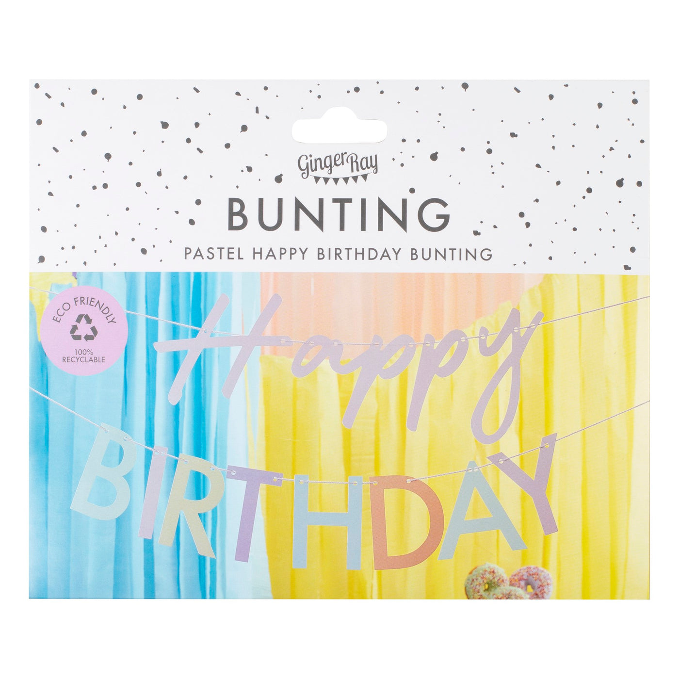 Buchstabenkette Happy Birthday pastell schillernd