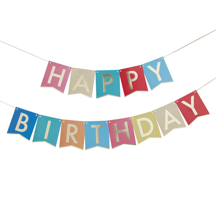 Buchstabenkette Happy Birthday bunt, 2 x 1.75m