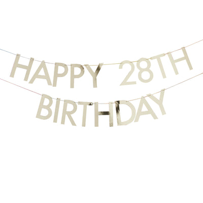 Buchstabenkette Happy Birthday gold, Alter zum Personalisieren
