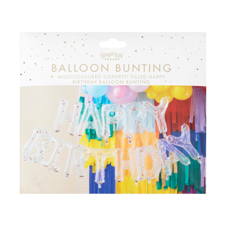 Transparente Happy Birthday Ballongirlande mit Konfetti, 13 Ballons