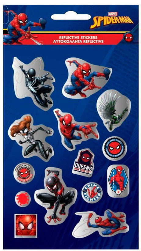 Spiderman Stickerbogen, reflektierend, mit 13/14 Stickern, 2 Motive