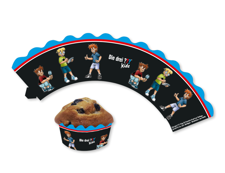 Muffinbanderolen, Die drei ??? Fragezeichen Kids, 12er Pack, Geburtstagskuchen, Muffins, Kindergeburtstag, Motto-Party