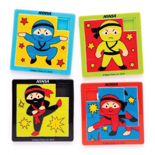 Schiebepuzzles Ninja, 4er Pack