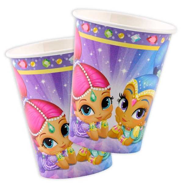 Party Becher Shimmer & Shine, 8er Pack, Pappe, Party Deko Motto-Party am Kindergeburtstag, Geburtstag