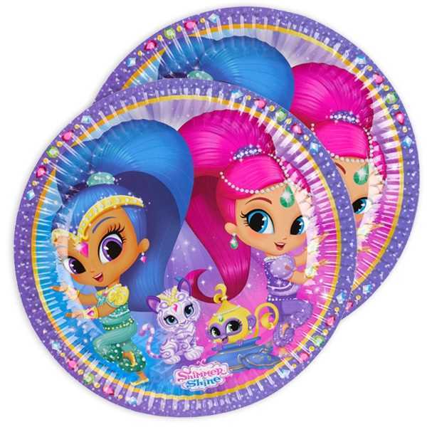 Party Teller Shimmer & Shine 8er Pack, 23cm, Party Deko Motto-Party am Kindergeburtstag, Geburtstag