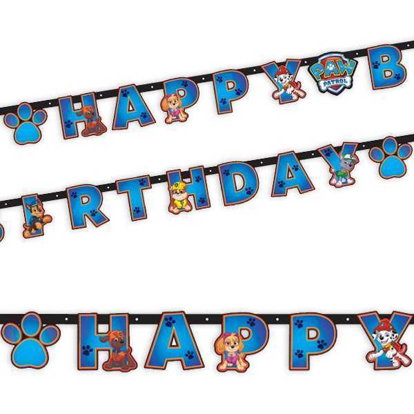 Buchstabenkette Happy Birthday, Paw Patrol 2019, 2.4 m, Party Deko Motto-Party am Kindergeburtstag, Geburtstag