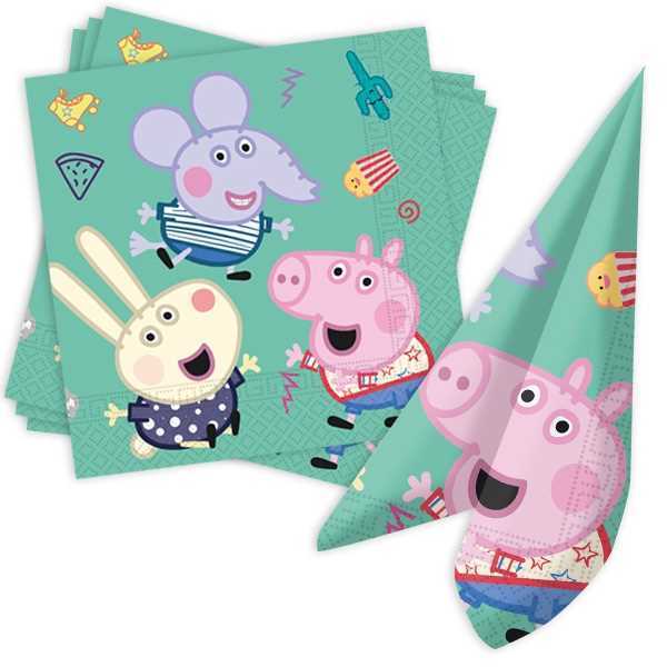 Party Deko Set Basic, Peppa Pig, 8 Kids, 64-tlg, Party Deko Motto-Party am Kindergeburtstag, Geburtstag