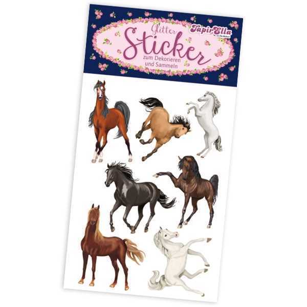 Glitzersticker, Pferde, 1 Karte, 7 Sticker