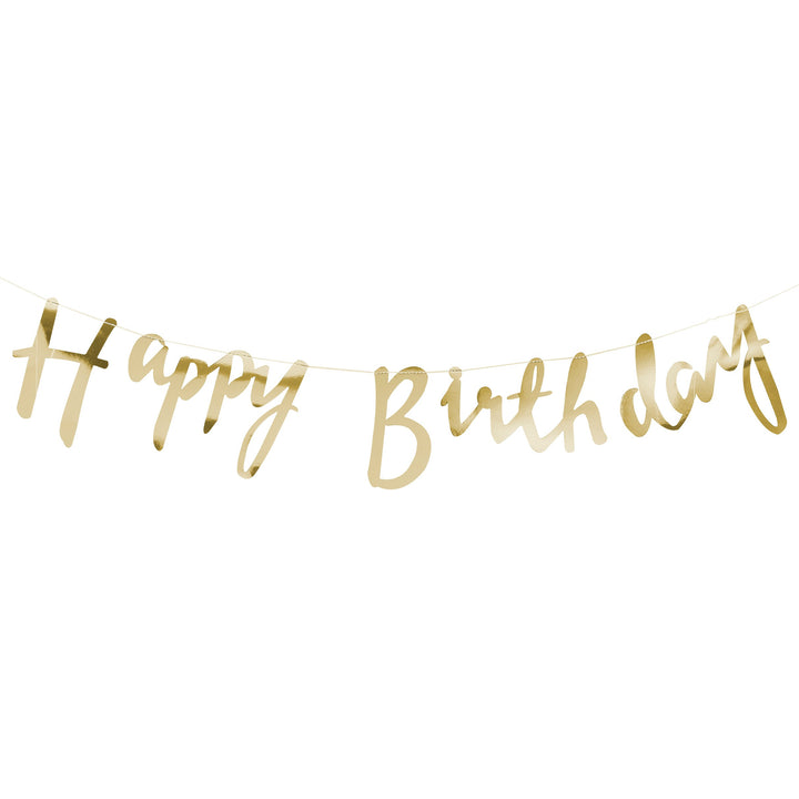 Happy Birthday Buchstabenkette, gold, 1.5m