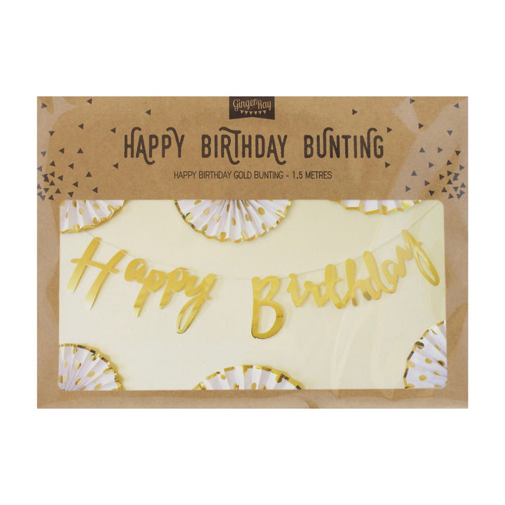 Happy Birthday Buchstabenkette, Goldfolie, 1.5m kinderparties-shop