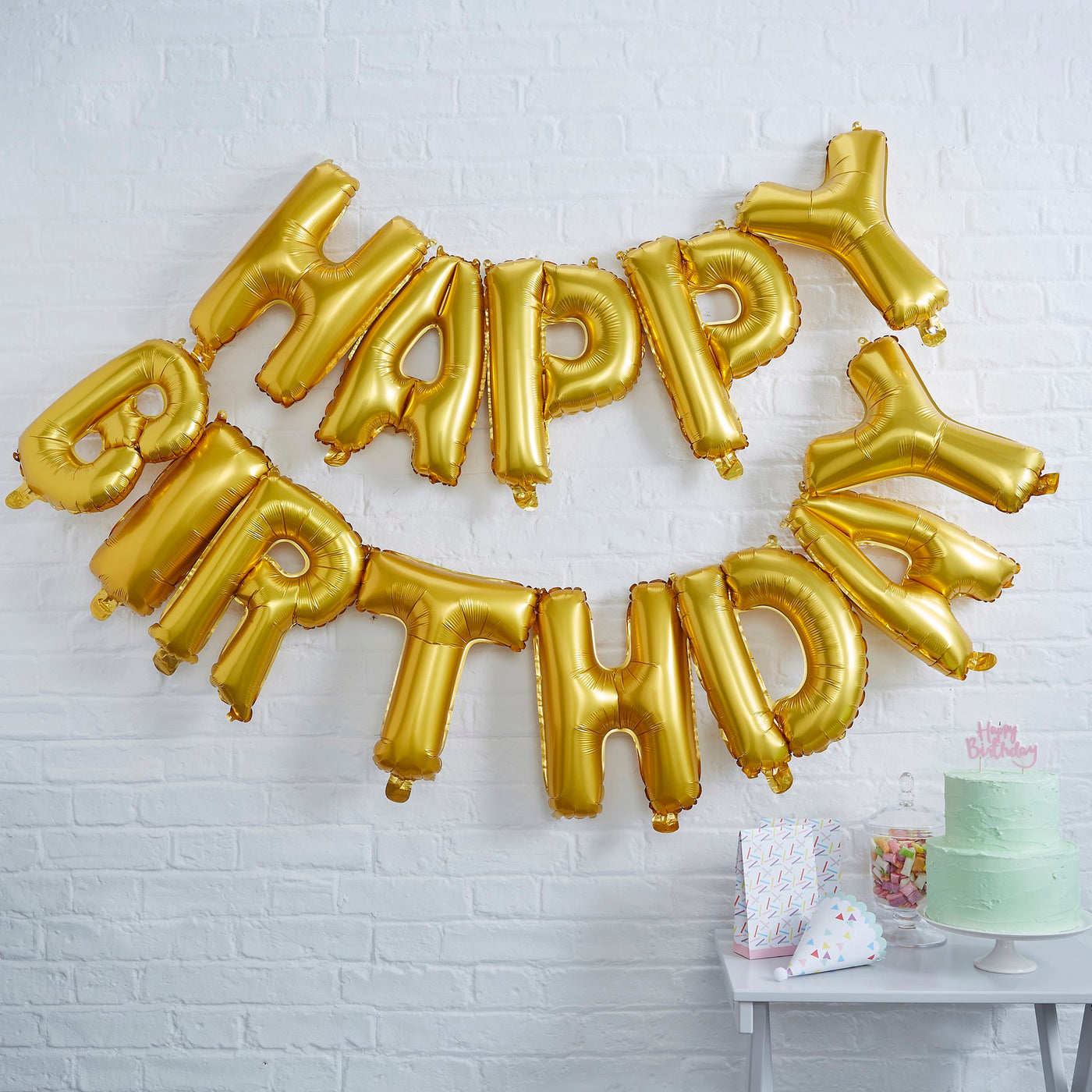 Happy Birthday Folienballon-Set Girlande, gold