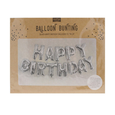 Happy Birthday Folienballon-Set Girlande, silber
