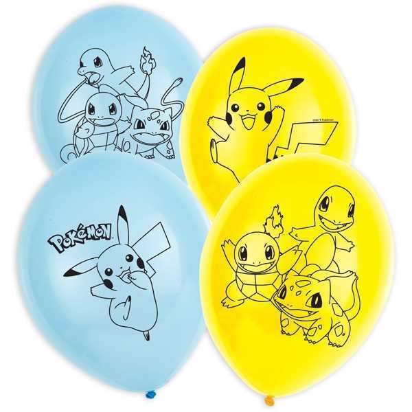 Luftballons, Pokemon, 6er Pack, Party Deko Motto-Party am Kindergeburtstag, Geburtstag