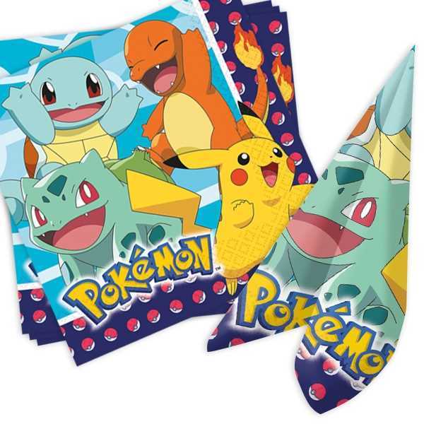 Servietten, Pokemon, 16er Pack, 33cm x 33cm, Party Deko Motto-Party am Kindergeburtstag, Geburtstag