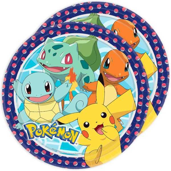 Party Teller, Pokemon, 8er Pack, 23cm, Party Deko Motto-Party am Kindergeburtstag, Geburtstag