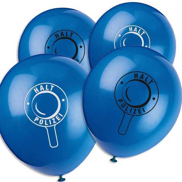 Luftballons, Polizei 8er Pack, Party Deko Motto-Party am Kindergeburtstag, Geburtstag