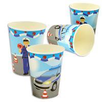 Partybecher Polizei, 8 Stk., Pappe, Party Deko Motto-Party am Kindergeburtstag, Geburtstag
