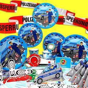 Party Deko Set Polizei, für 6 Kinder, 89-tlg, Party Deko Motto-Party am Kindergeburtstag, Geburtstag