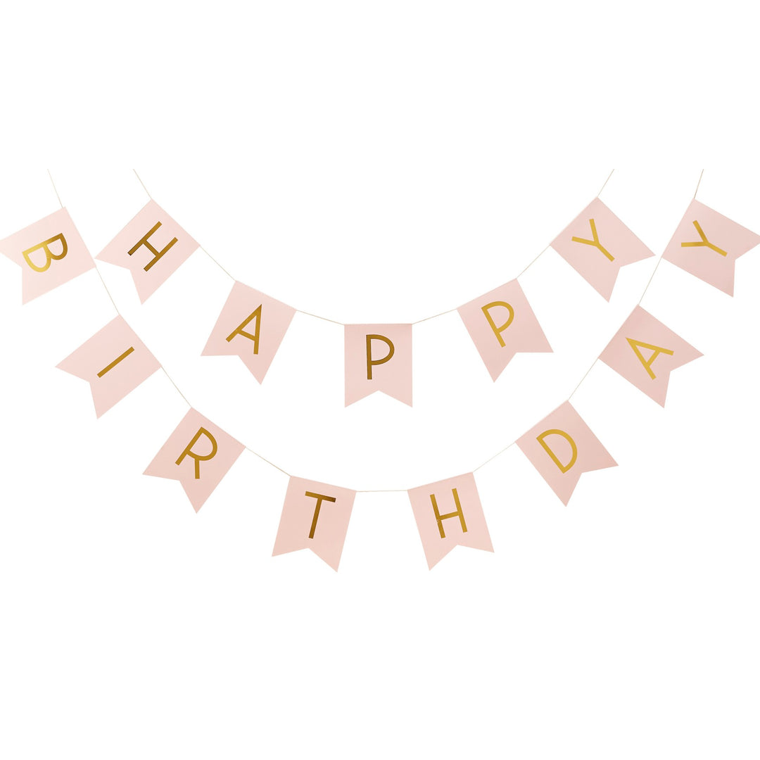 Pinke Buchstabenkette Happy Birthday, 2m