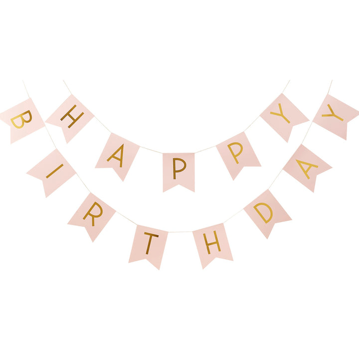 Pinke Buchstabenkette Happy Birthday, 2m