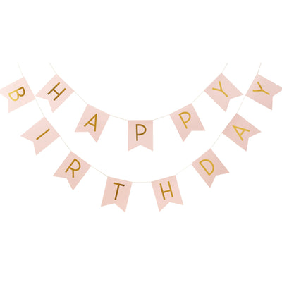 Pinke Buchstabenkette Happy Birthday, 2m