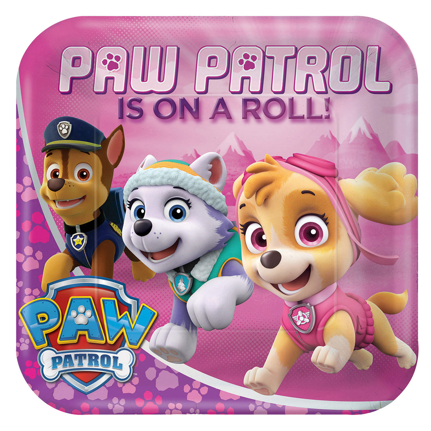 Party Teller Paw Patrol, Skye, pink, 8er Pack, 22.8cm