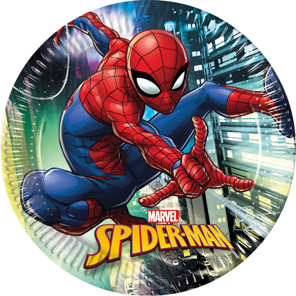 Party-Teller Spiderman Team Up, 8 Stück, 23 cm, Party Deko Motto-Party am Kindergeburtstag, Geburtstag