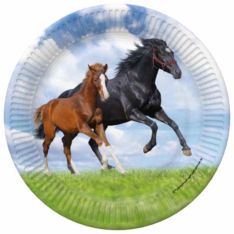 Party Teller Pferd und Fohlen, 8er Pack, 23cm