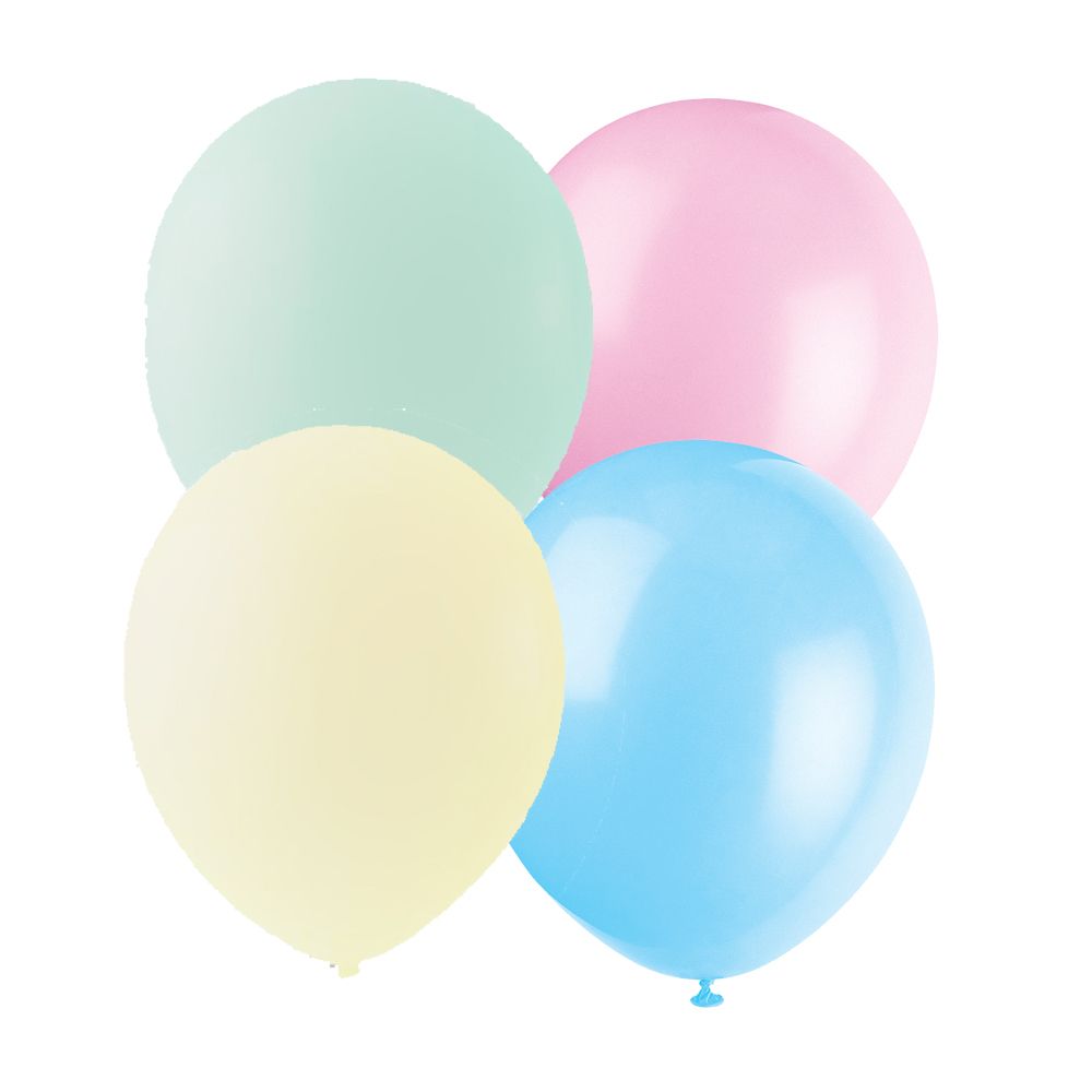 Luftballons, Pastell Mix (gelb, grün, rosa, blau), 10er Pack