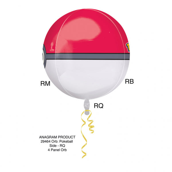 Runder Folienballon, Pokemon, Pokeball, 38 cm, Party Deko Motto-Party am Kindergeburtstag, Geburtstag