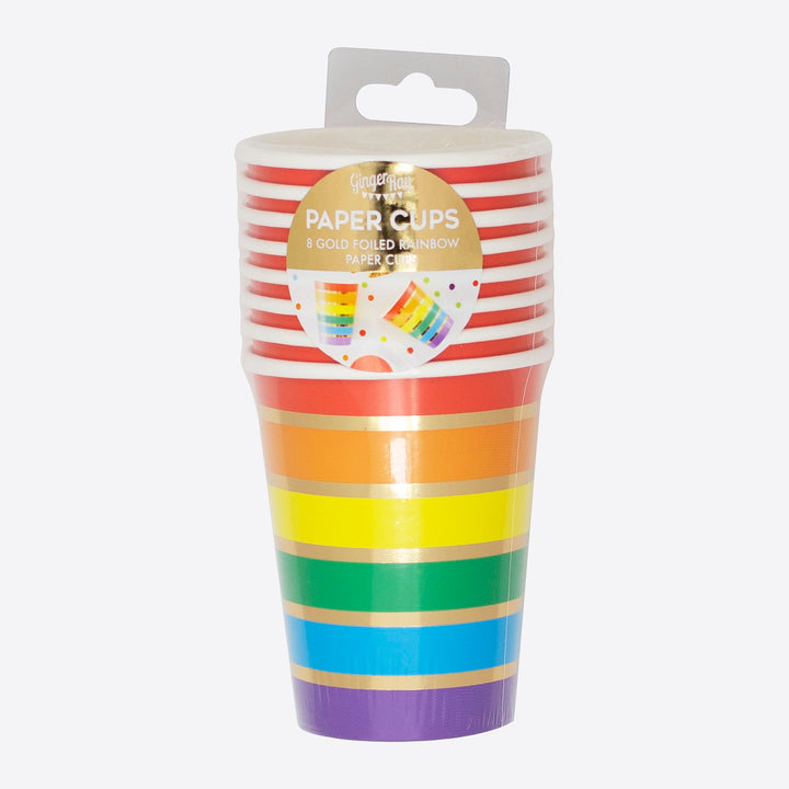 Regenbogen Becher, Regenbogenparty, 8er Pack