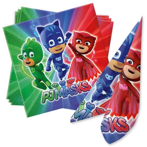 Servietten, PJ Mask, 20er Pack, 33x33cm, Party Deko Motto-Party am Kindergeburtstag, Geburtstag