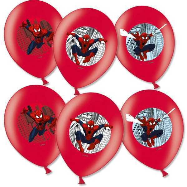 Luftballons Spider-Man, rot, 6er Pack, Party Deko Motto-Party am Kindergeburtstag, Geburtstag