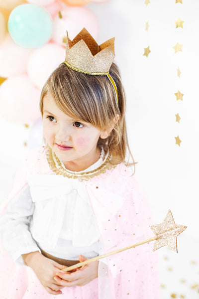 Geburtstagskrönchen aus Stoff in gold kinderparties-shop